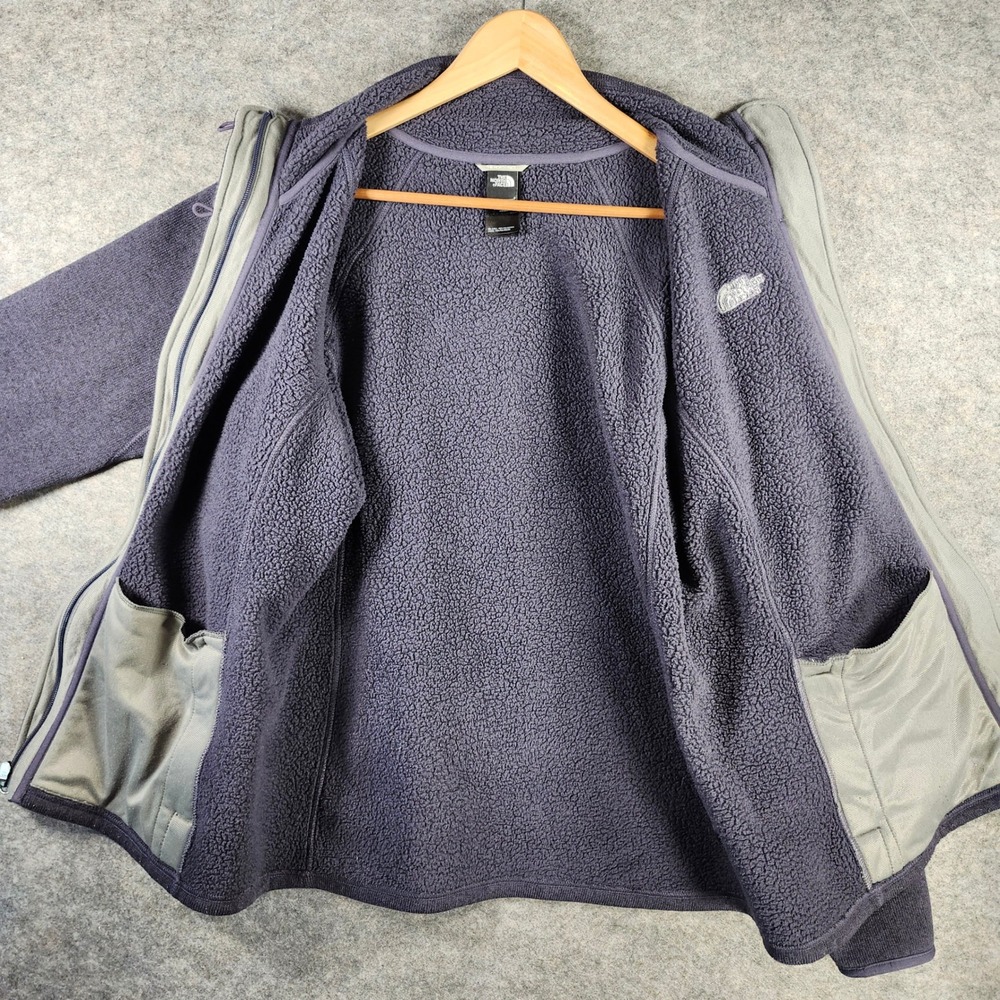 The North Face Womens XL Blue Sherpa Lined Full Zip Sweater Fleece Jacket Casual - Picture 12 of 16